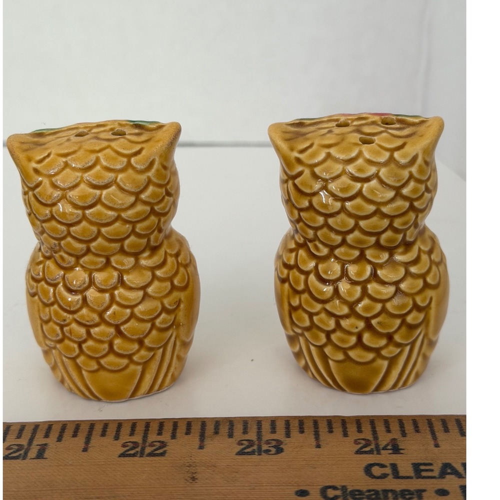 VTG Arkansas Souvenir Owl Salt Pepper Shakers Ceramic Japan 1970s Kitsch 3.5" - Picture 2 of 4